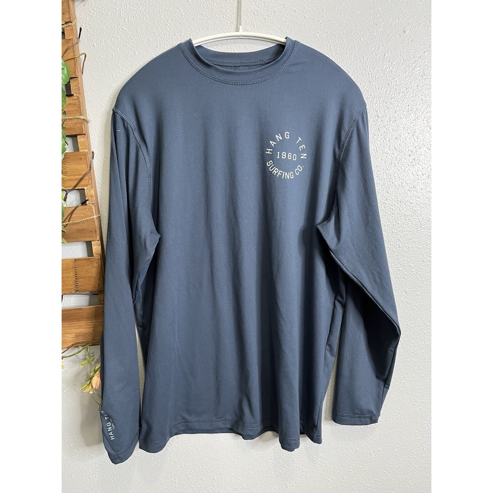 Hang Ten Men's UPF‎ 50+ Long Sleeve Sun Shirt S Blue Quick Dry Swim Tee Rash Gua